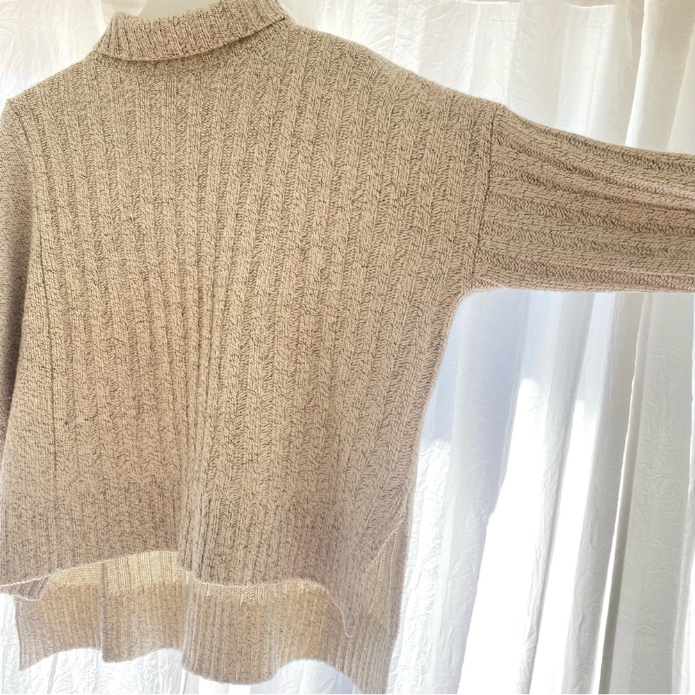 DEREK LAM 10 CROSBY CREAM BEIGE WOOL BLEND RIBBED TURTLENECK SWEATER - Picture 4 of 10
